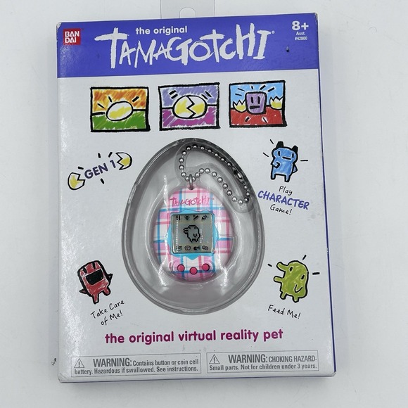 The Original Tamagotchi Gen 1‎ Virtual Pet Pink Blue Plaid NEW Sealed - Picture 1 of 5